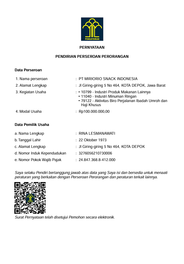 Dokumen Pemilik Usaha